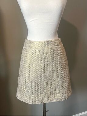 Abs Platinum Cream Tweed Mini Skirt